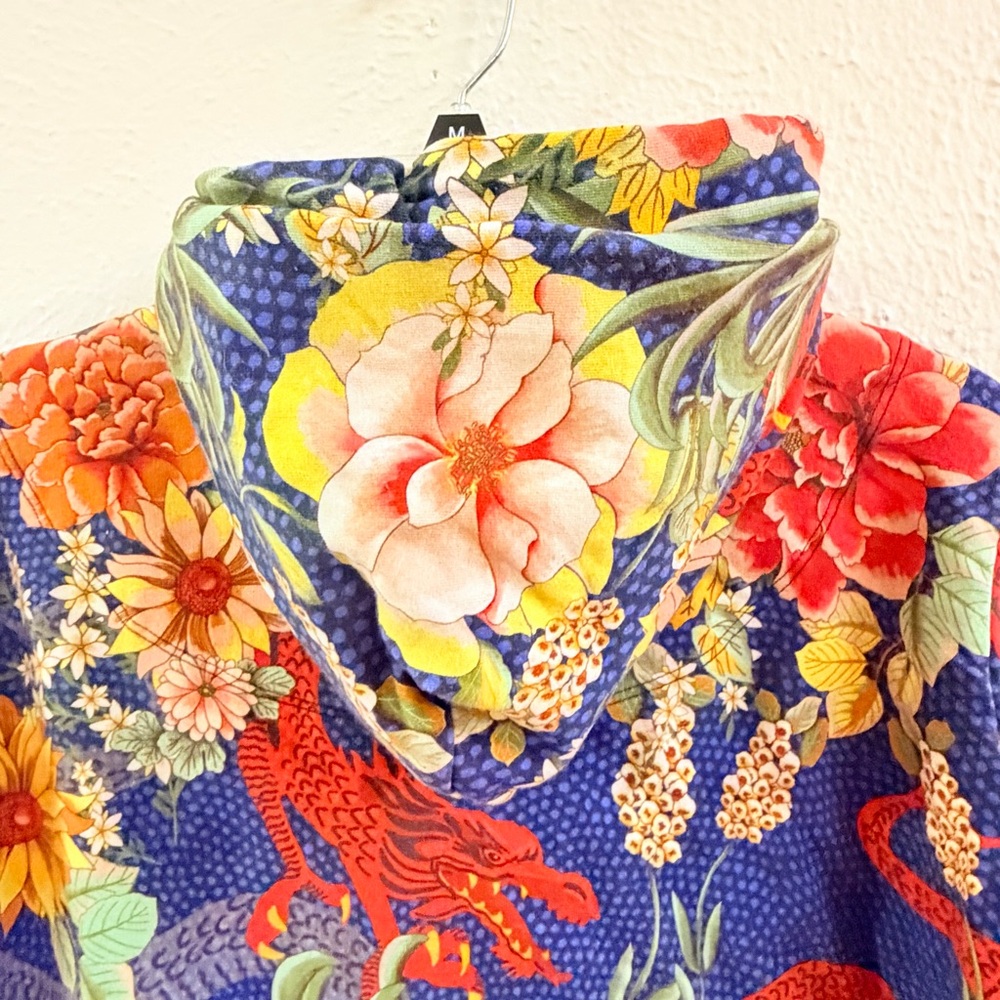 Johnny Was Navy Floral Zip Hoodie with Red, Yellow & Pink Accents - Picture 8 of 10